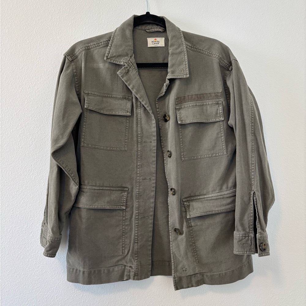 Marine Layer Cotton Olive Military Field Chore Barn Jacket